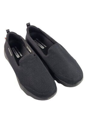 Skechers Go Walk Massage Fit Womens Walking Shoes Size 10 W Black Knit Slip-On